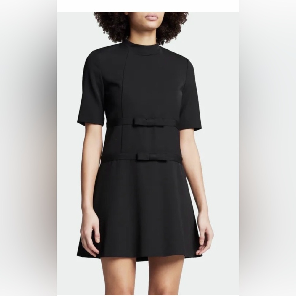 Rebecca Taylor Mini Dress Structured Bow Accents Conservative in Black Size 00